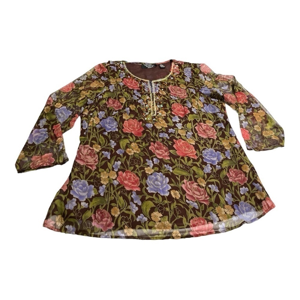 New York City Design Co
100% Silk Floral Button Up
Tunic Top Women size 1X - Picture 8 of 11